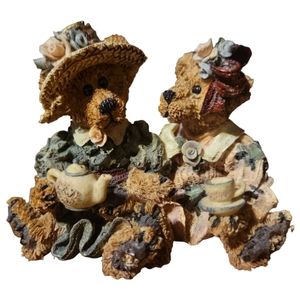Vtg 95 Boyds Bears Afternoon Tea Emma & Bailey Figurine